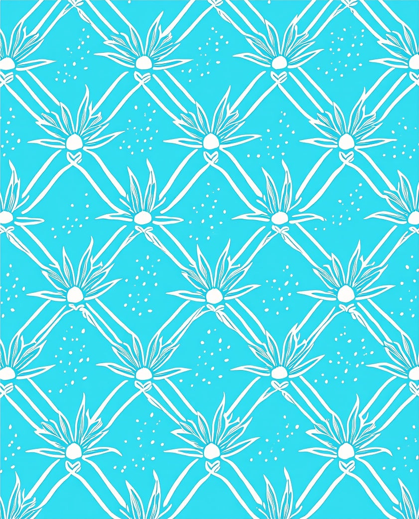 White Floral Diamond Pattern Rug