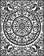 Black White Ornamental Circle Pattern Rug