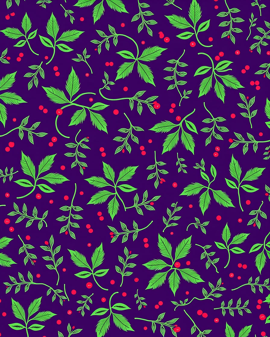Vibrant Green Foliage With Red Berries Rug