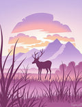 Purple Deer Mountain Landscape Rug