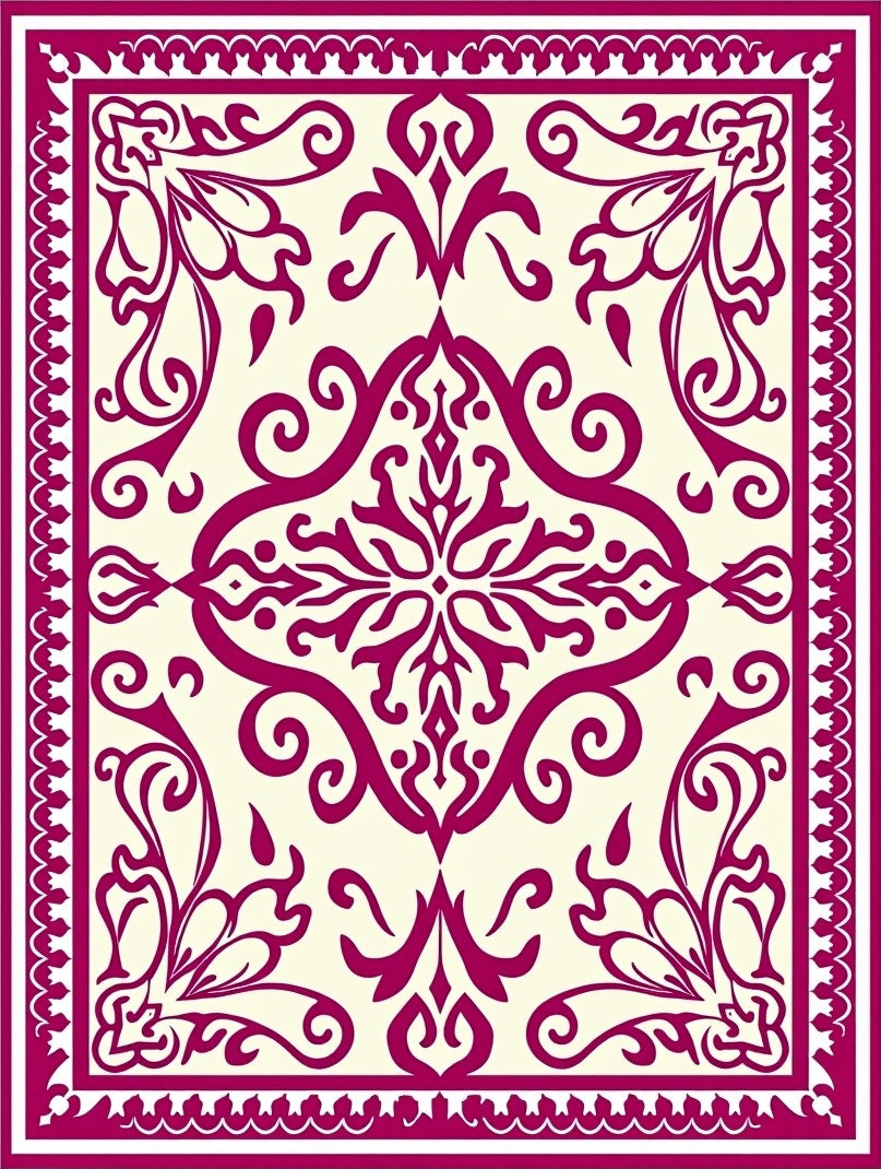 Damask Floral Symmetrical Pattern Rug