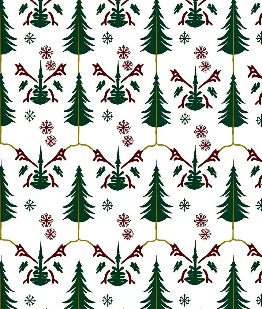 Frosted Pine and Holly Garland Rug
