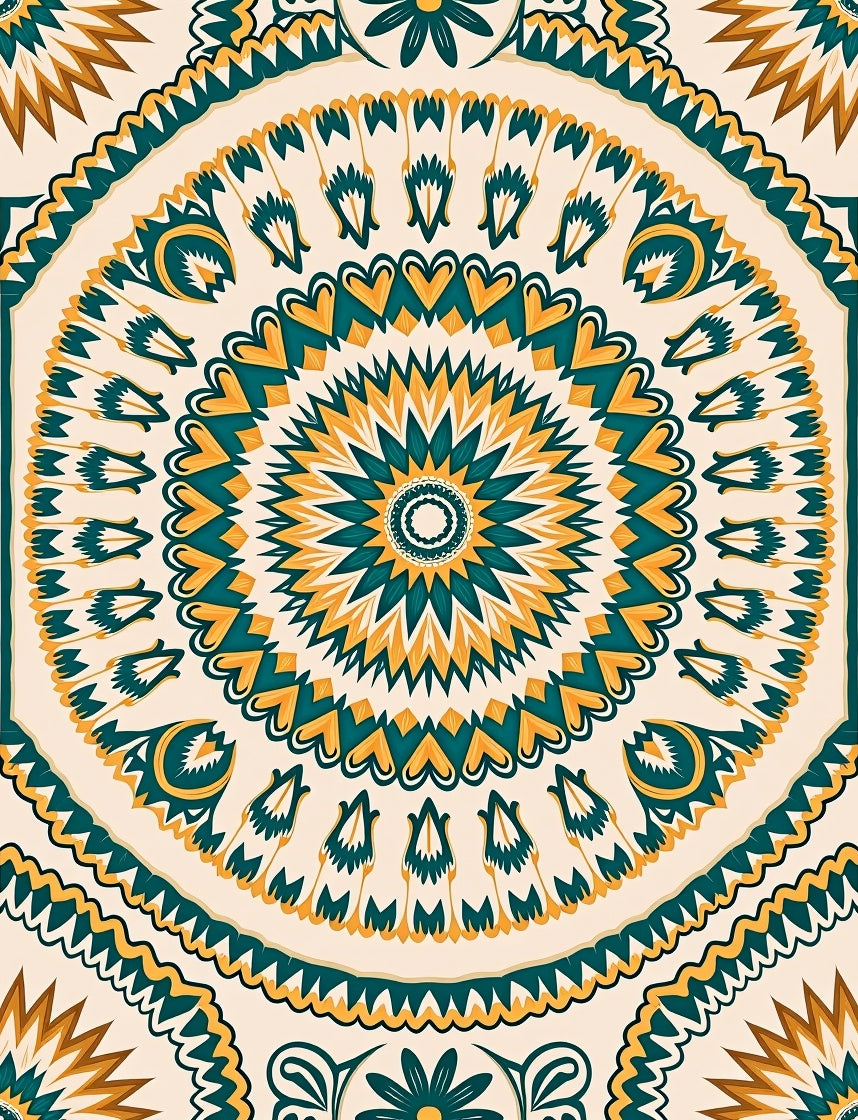 Radiant Sunburst Mandala Pattern Design Rug