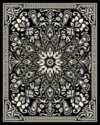 Monochrome Mandala Floral Design Rug
