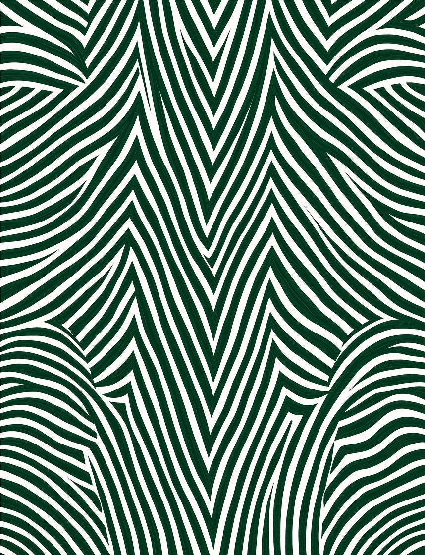 Dark Green White Abstract Wave Pattern Rug