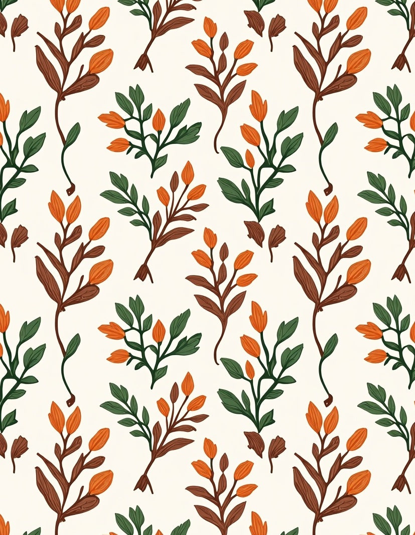 Autumnal Botanical Floral Pattern Rug