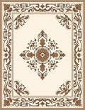 Classic Floral Detailed Cream Brown Rug