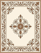 Classic Floral Detailed Cream Brown Rug