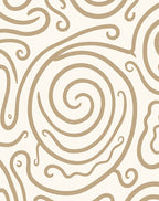 Beige Swirl Line Art Rug