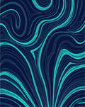 Abstract Teal Wavy Lines Rug