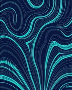Abstract Teal Wavy Lines Rug