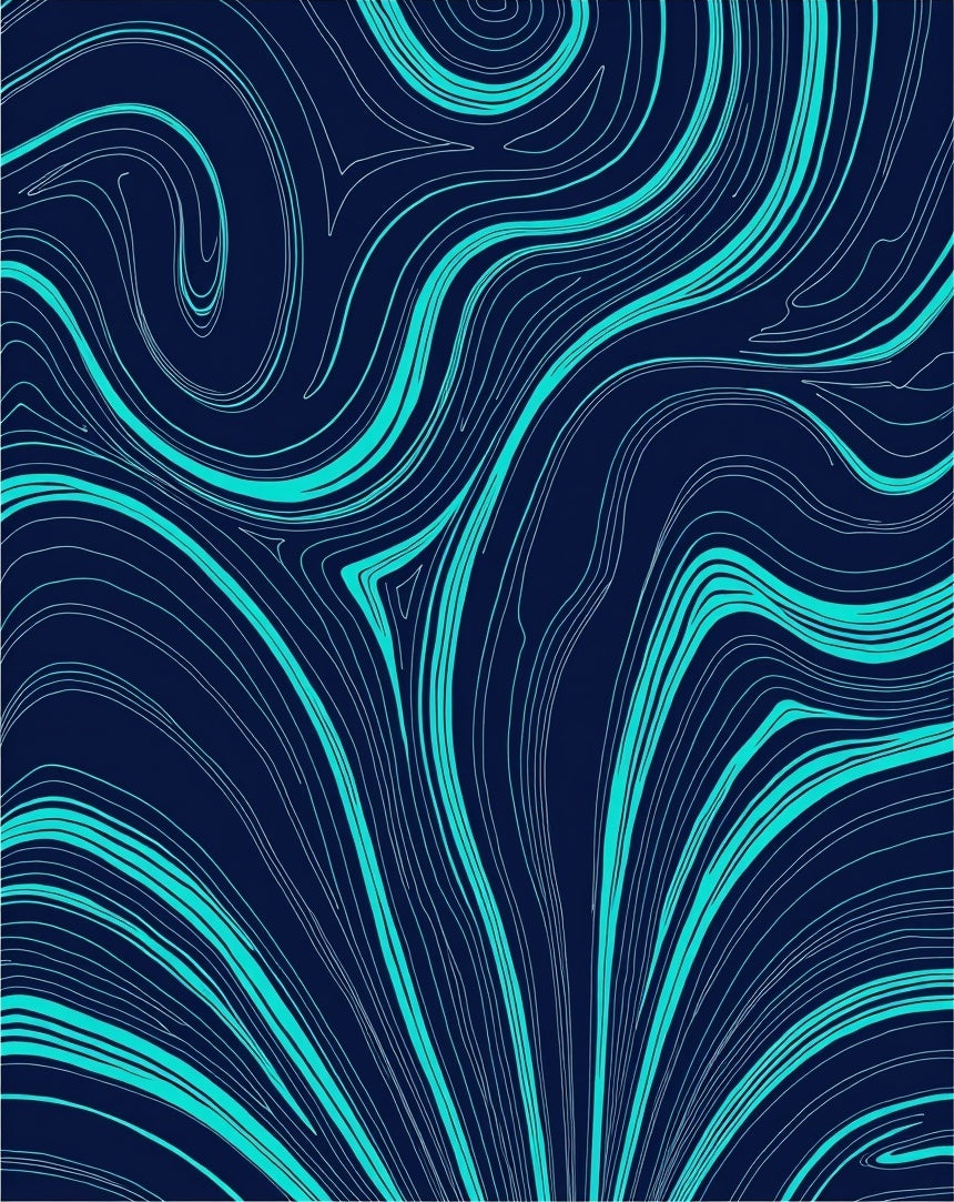 Abstract Teal Wavy Lines Rug