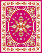 Ornate Fuchsia Floral Mandala Design Rug