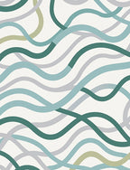Wavy Blue Green Flowing Pattern Rug