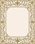 Ornate Golden Flourish Border Design Rug