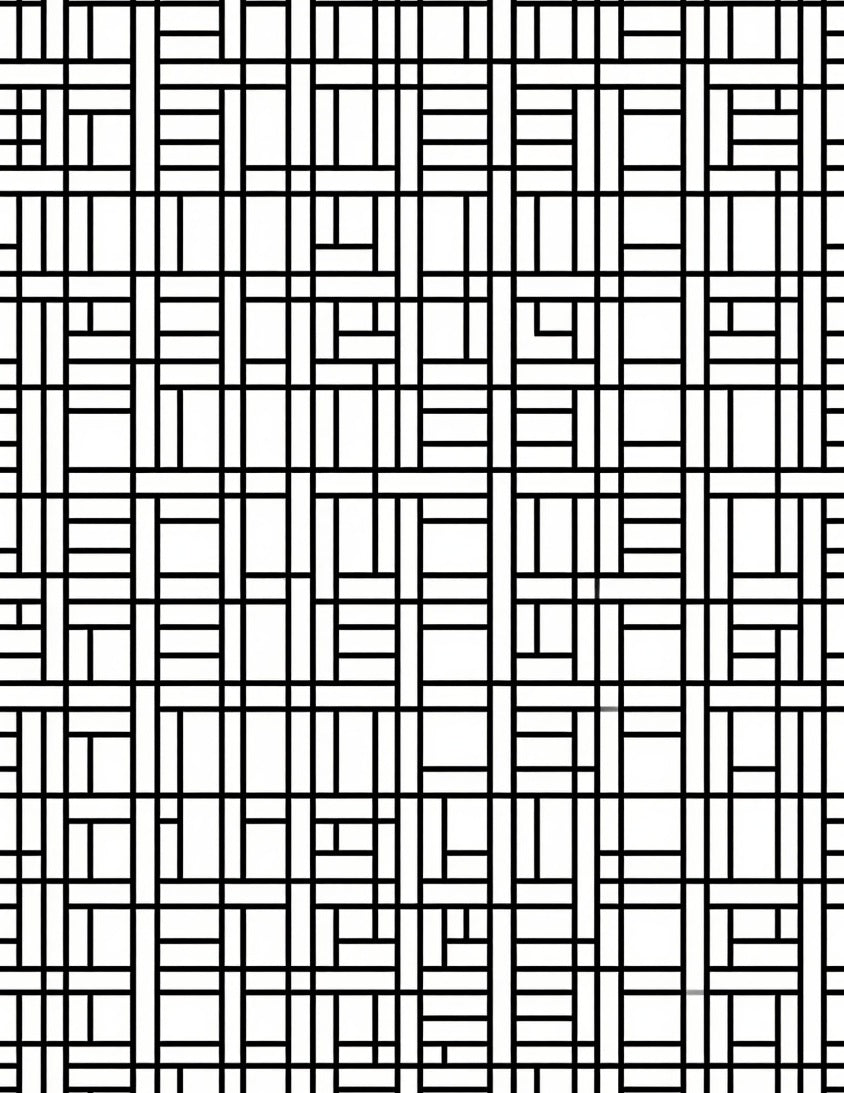 Classic Black White Geometric Layout Rug