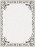 Elegant Light Beige Floral Scroll Border Rug