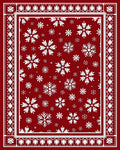 White Snowflake Patterned Red Area Rug