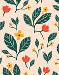 Mid Century Modern Floral Pattern Rug