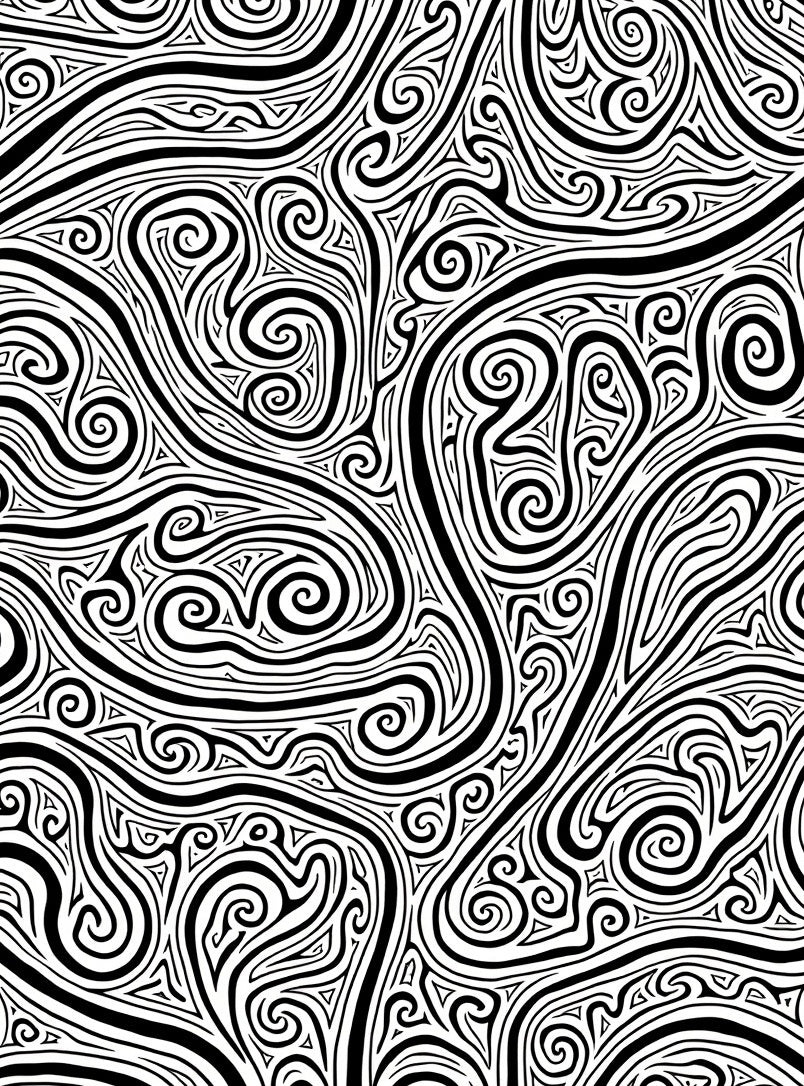 Abstract Swirls Black And White Design Rug