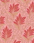 Vintage Floral Swirl Red Leaf Design Rug
