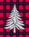 Red Black Plaid Pine Tree Rug