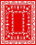 Bold Red Folkloric Figurative Elements Rug