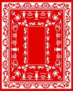 Bold Red Folkloric Figurative Elements Rug