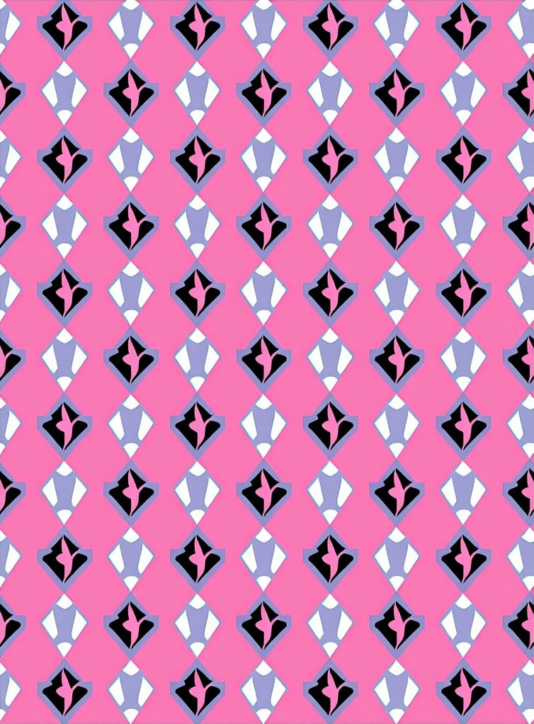 Pink Abstract Diamond Pattern Rug