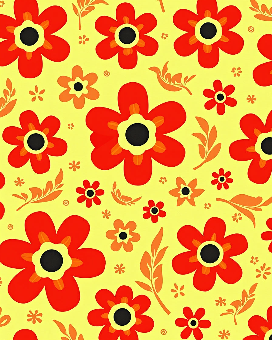 Retro Red Floral Pattern Rug