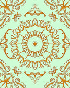 Elegant Orange Swirl Mandala Design Rug
