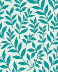 Teal Leaf Pattern Natural Texture Rug