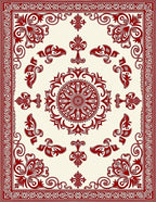 Crimson Classic Floral Mandala Pattern Rug