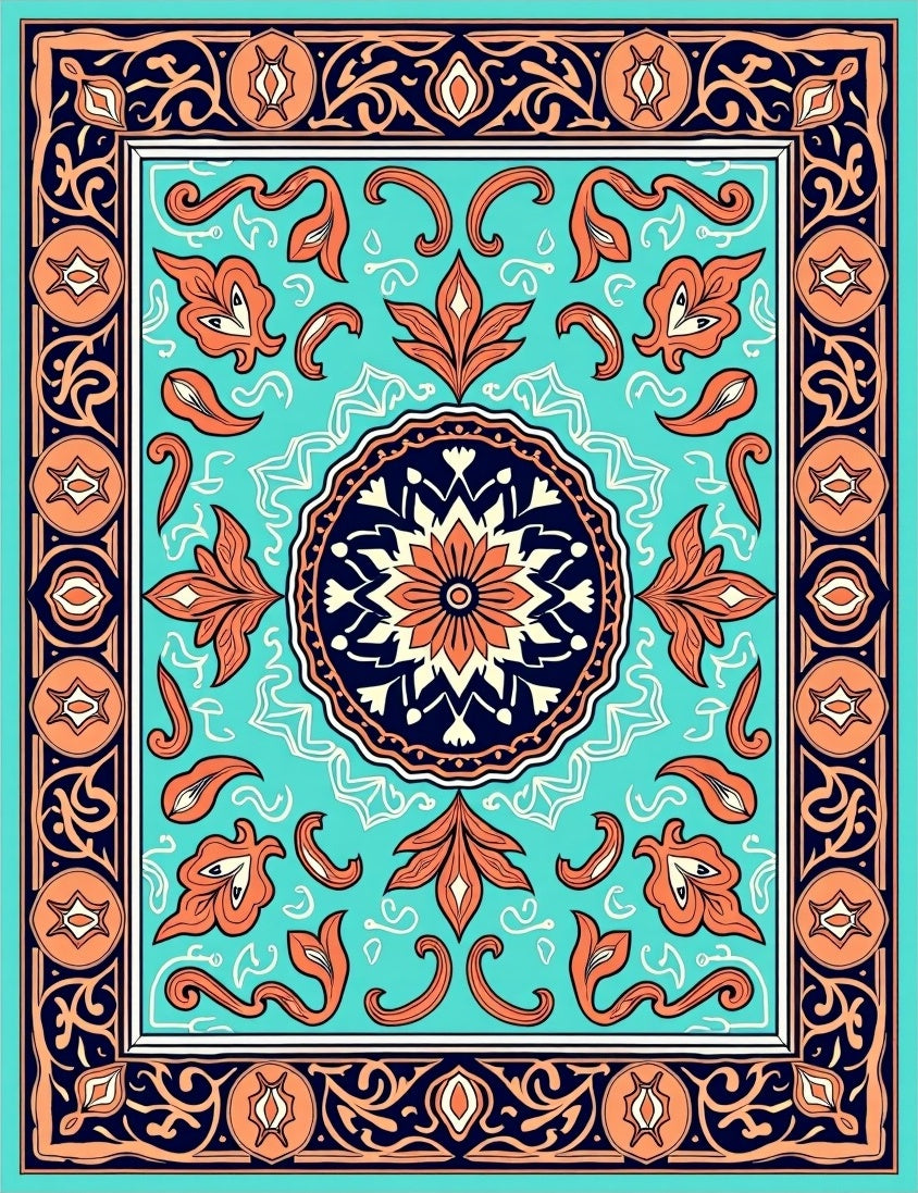 Ornate Floral Mandala Decorative Rug