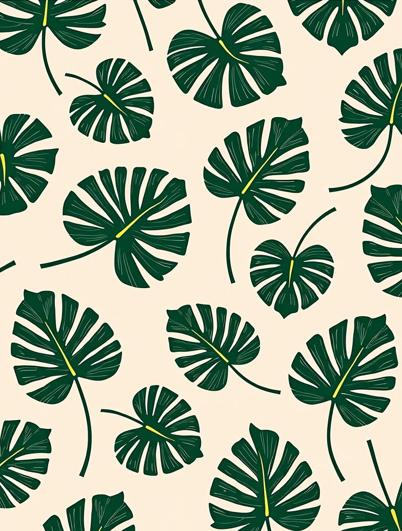 Tropical Green Leaf Pattern Rug