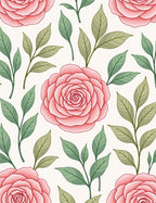 Pink Rose Floral Patterned Rug