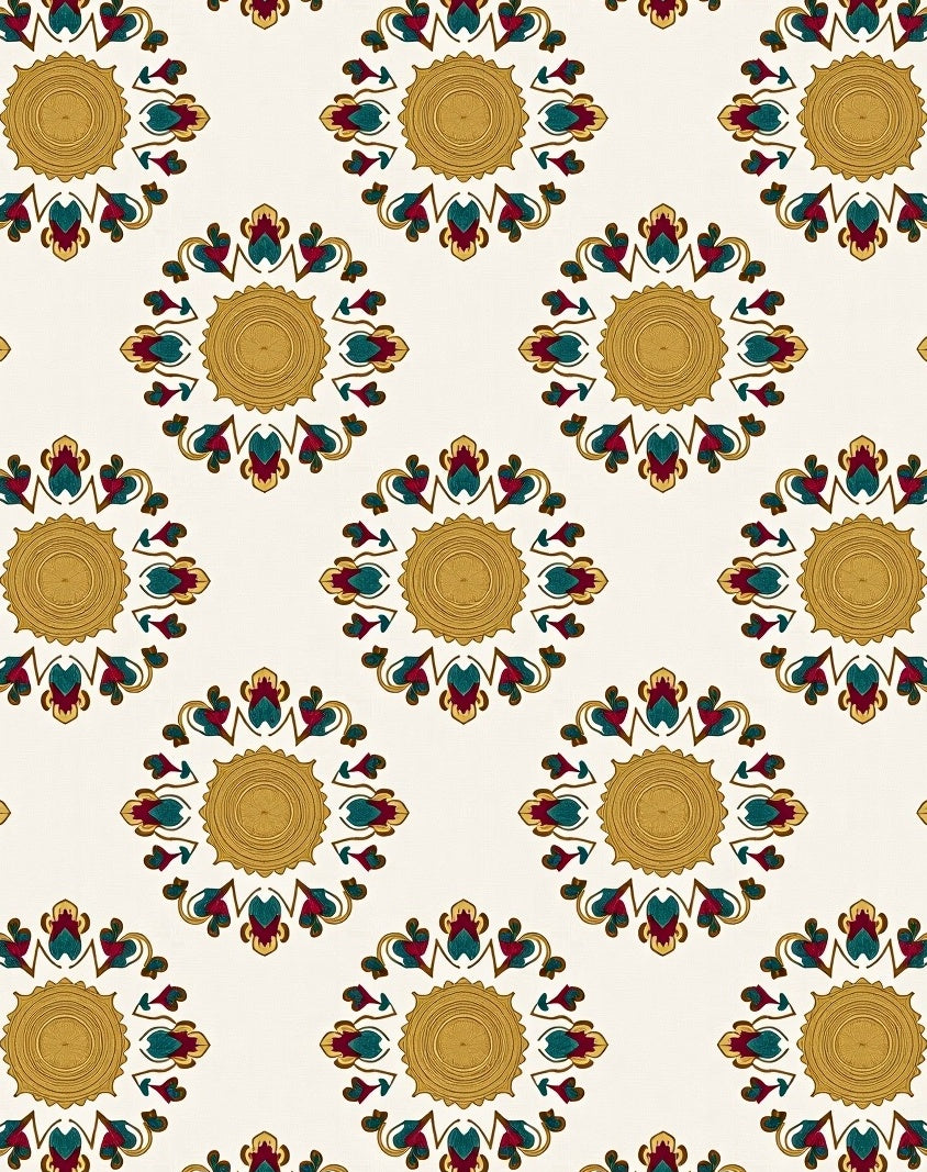Vintage Gold Floral Medallion Design Rug