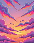 Vibrant Swirling Cloud Sunset Rug