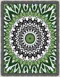 Green Grey Black Geometric Medallion Rug