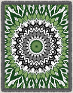 Green Grey Black Geometric Medallion Rug
