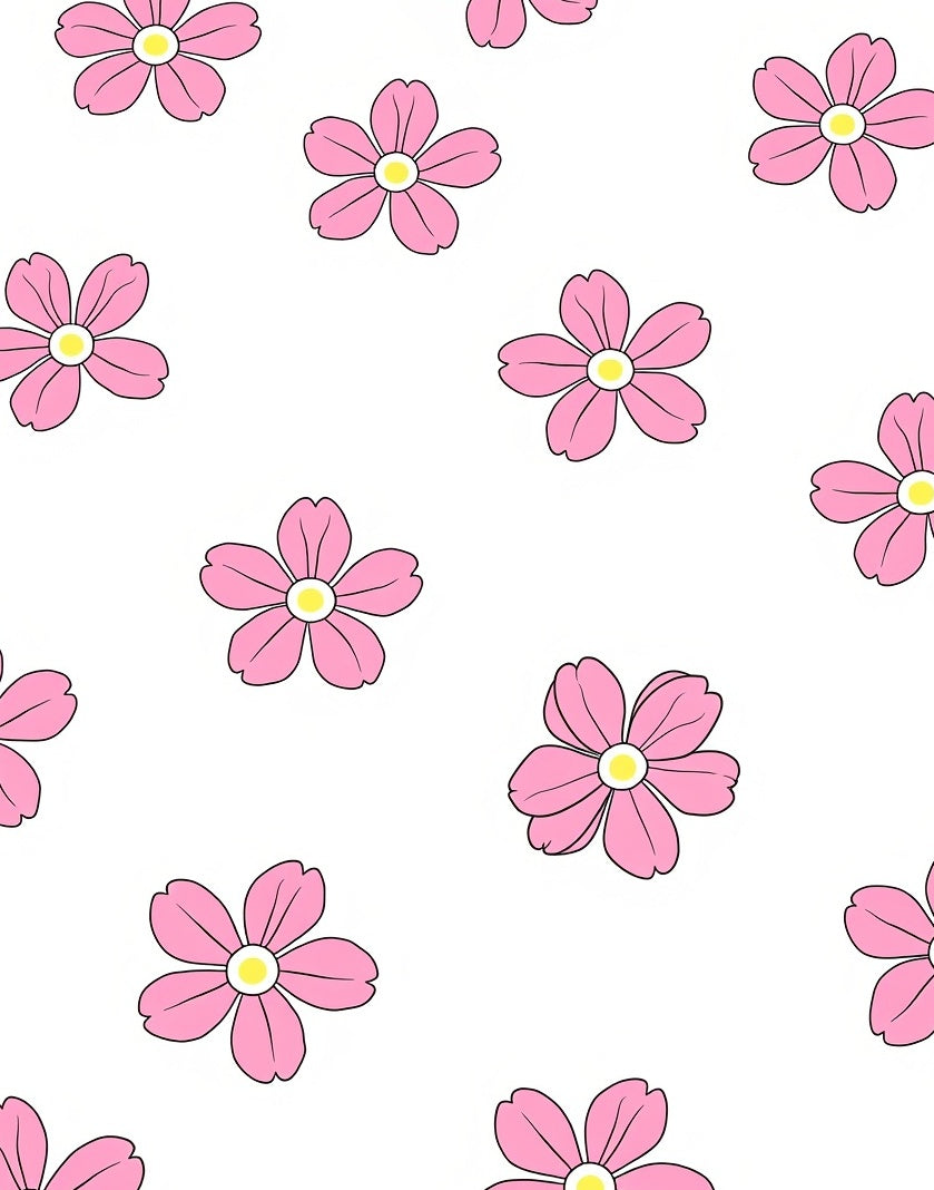 Pink Blooming Flower Pattern Rug