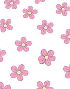 Pink Blooming Flower Pattern Rug