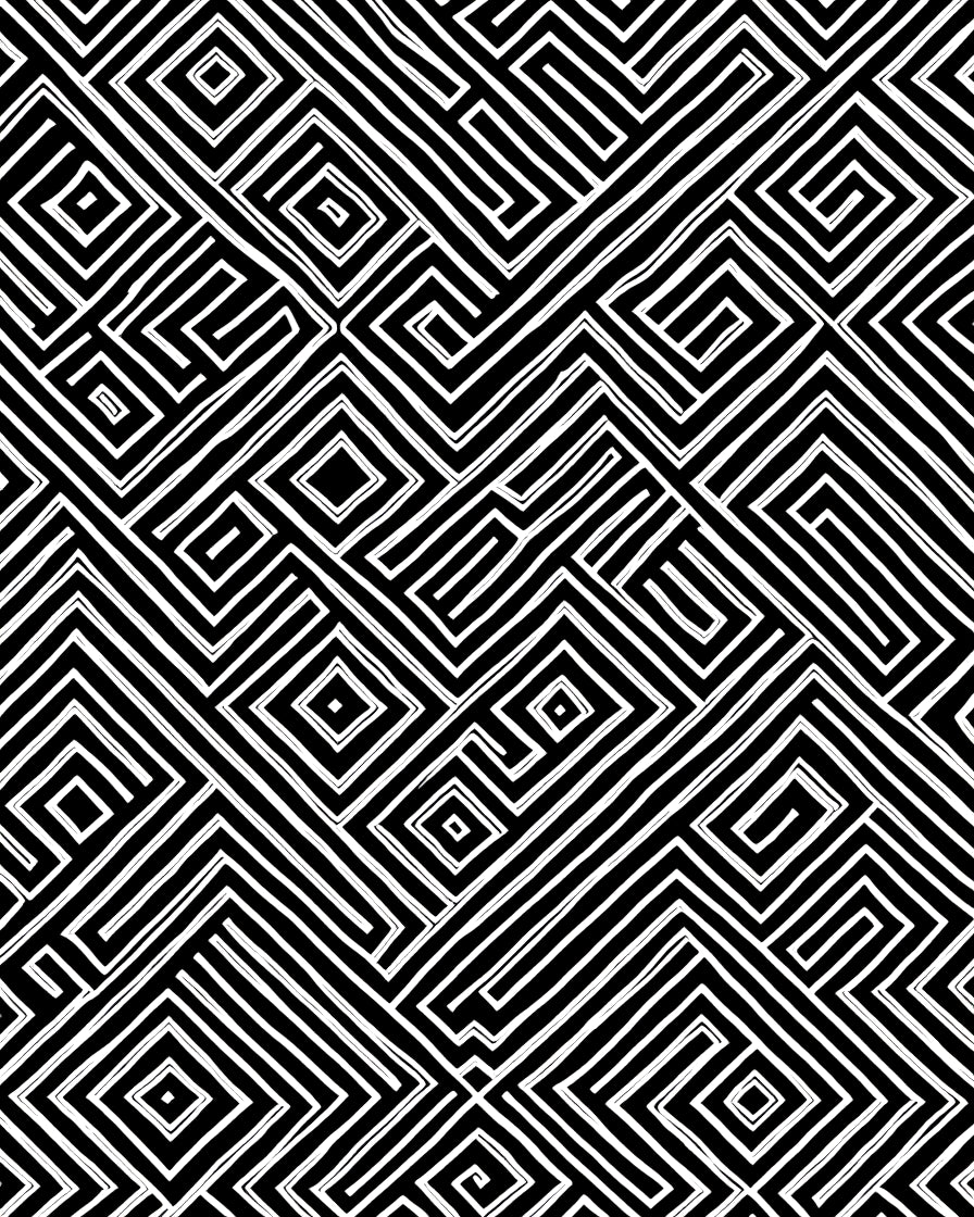 Abstract Linear Geometric Maze Pattern Rug