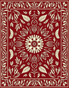 Rich Red Floral Motif Rug