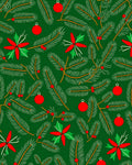 Jolly Evergreen Pine Poinsettia Ornaments Rug