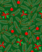 Jolly Evergreen Pine Poinsettia Ornaments Rug
