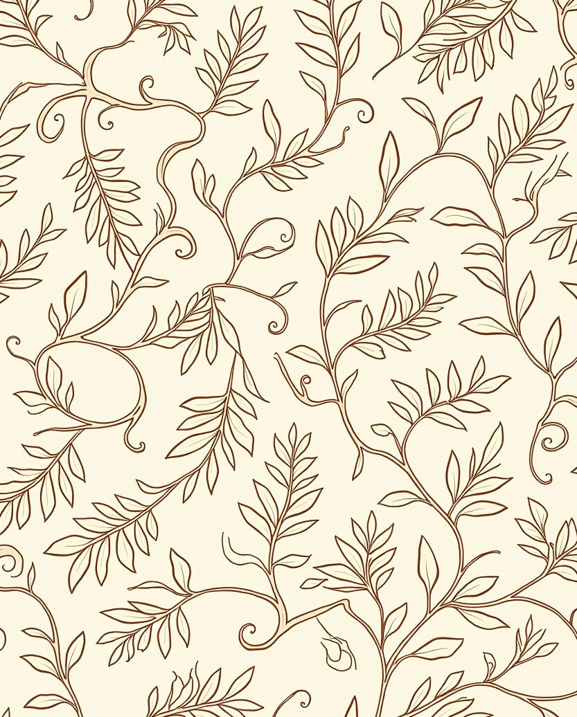 Elegant Vine Leaf Pattern Rug