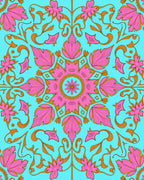 Pink Floral Symmetry Mandala Pattern Rug