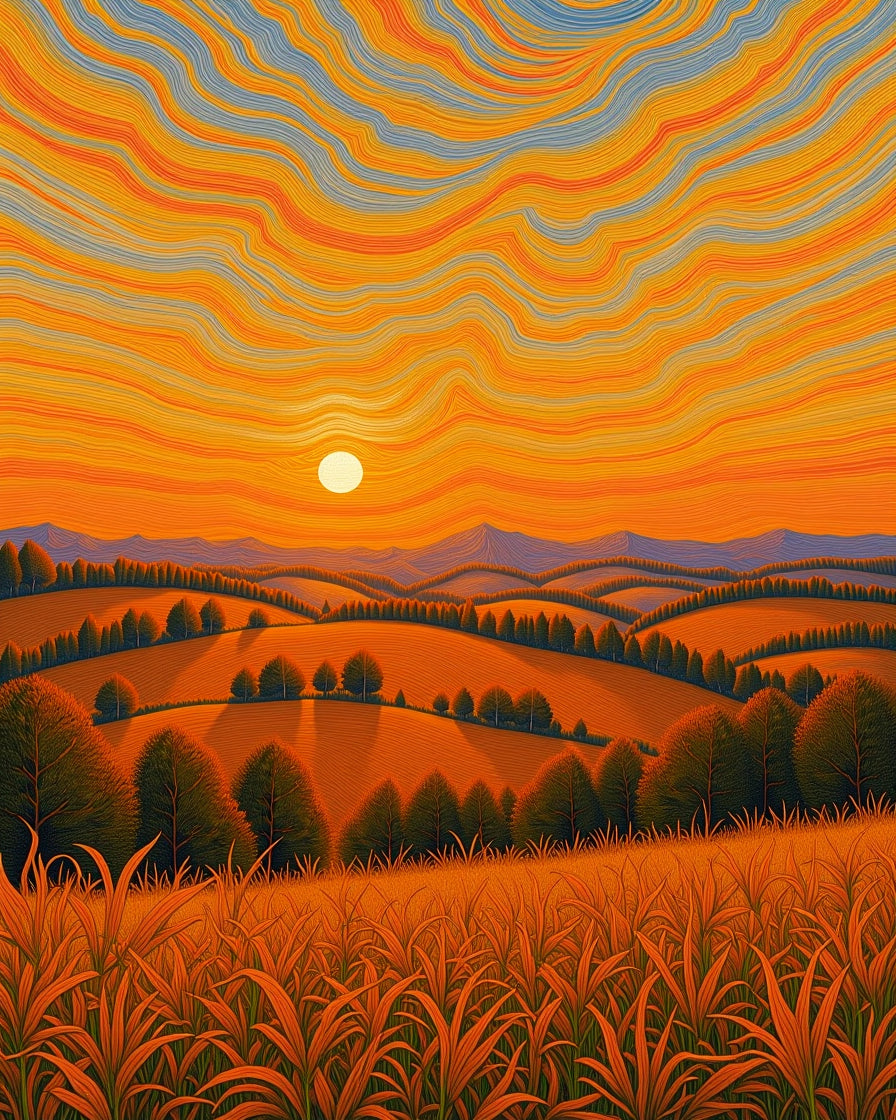 Sunset Wavy Fields Rug Design Rug