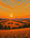 Sunset Wavy Fields Rug Design Rug
